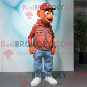 Maskotfigur af en rød...