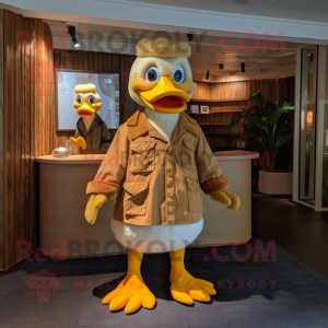 Tan Duck maskot drakt figur...