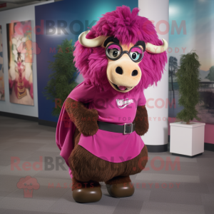 Magenta Bison maskot drakt...