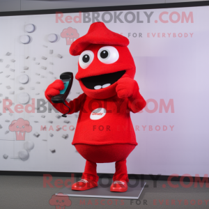 Maskot karakter af en rød...