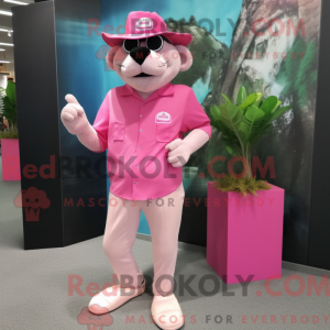 Maskotfigur af en Pink...