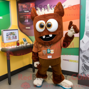Maskot karakter af en brun...
