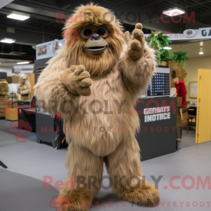 Maskot karakter av en beige...