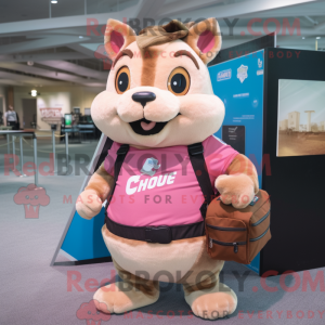 Mascot character of a Pink...