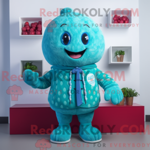 Maskotkarakter av et cyan...