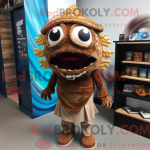 Maskot karaktär av en Brown...