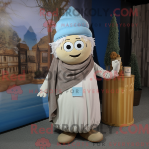 Maskotkarakter af en beige...