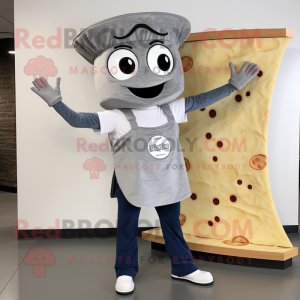 Grey Pizza Slice maskot...