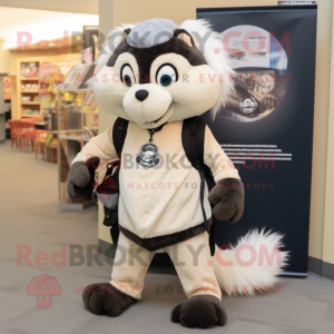 Tan Skunk mascot costume character dressed with a Sweatshirt and Keychains