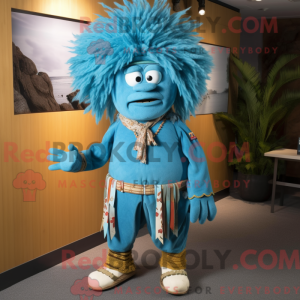Maskottchenfigur eines Cyan...
