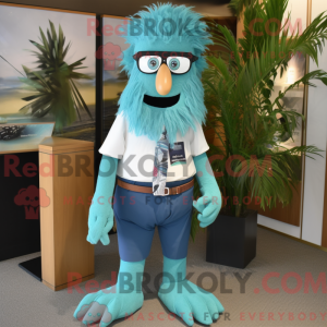 Maskottchenfigur eines Cyan...