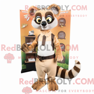 Maskotfigur af en Tan Lemur...