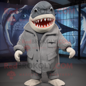 Grijs Megalodon mascotte...