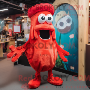 Maskottchenfigur eines rot...
