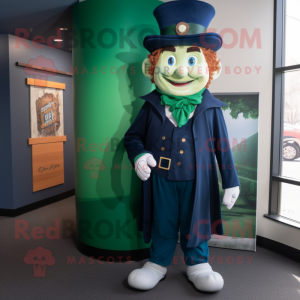 Navy Leprechaun mascot costume character dressed with a A-Line Dress and Ties