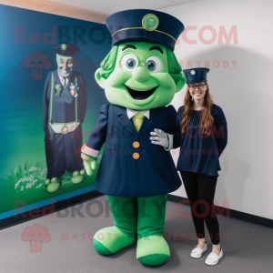 Navy Leprechaun mascot costume character dressed with a A-Line Dress and Ties