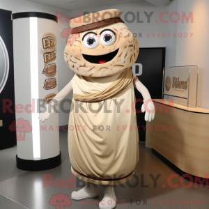 Mascot karakter van beige...