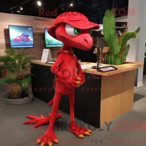 Maskot karakter af en rød...