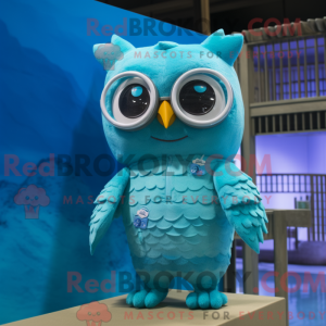 Mascot character of a Cyan...