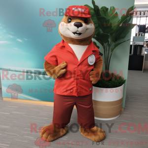 Mascottefiguur van een rode...
