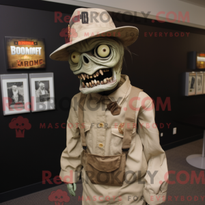 Maskotkarakter af en beige...