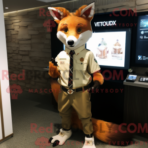 Maskotfigur af en Tan Fox...
