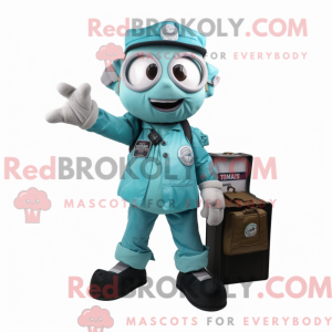 Mascot character of a Cyan...