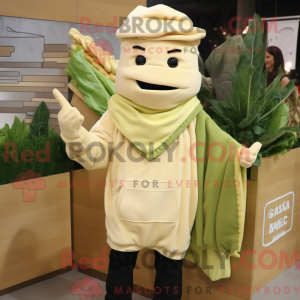 Maskot-karakter af en beige...
