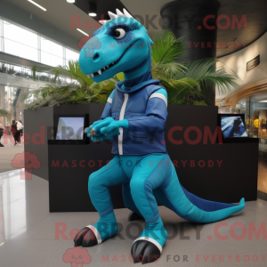Maskotkarakter af en Cyan...