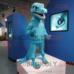 Maskotkarakter af en Cyan...