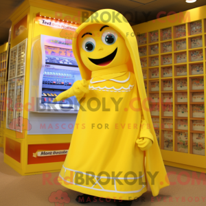 Mascottefiguur van een gele...
