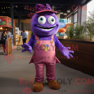 Maskot karakter af en lilla...