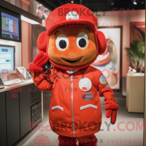 Maskot karakter af en rød...