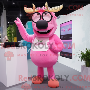 Maskotkarakter af en Pink...
