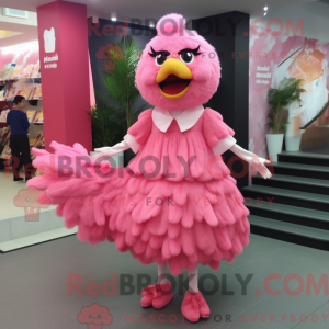 Maskottchenfigur eines rosa...