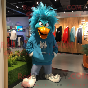 Maskot karaktär av en Cyan...