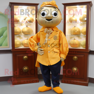 Guld Mandarin maskot kostym...