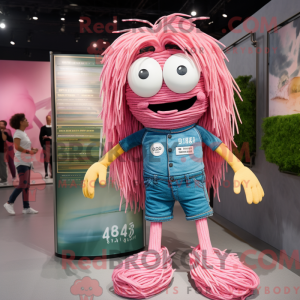 Maskottchenfigur eines rosa...