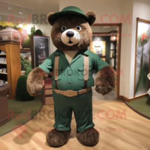 Forest Green But mascot costume character dressed with a Corduroy Pants and Belts