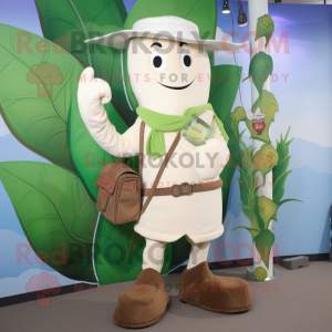 Cream Beanstalk mascot costume character dressed with a Bermuda Shorts and Wallets