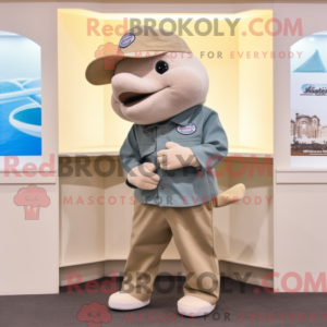 Maskotkarakter af en beige...