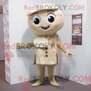 Maskotkarakter af en beige...