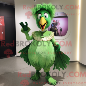Maskot karakter af en grøn...