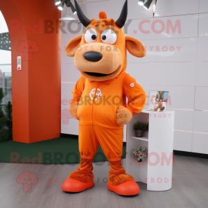 Orange Zebu maskot kostume...