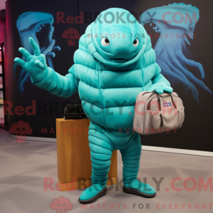 Mascot character of a Cyan...