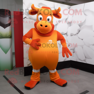 Orange Zebu maskot kostume...