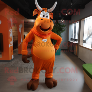 Orange Zebu maskot kostume...