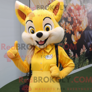Mascottefiguur van een gele...