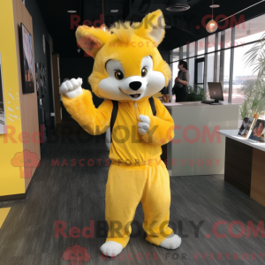 Mascottefiguur van een gele...