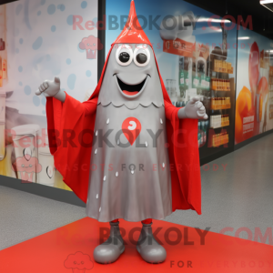 Maskot karakter af en grå...